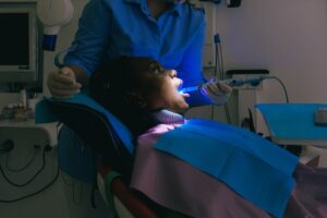 woman receiving treatment for dental trauma